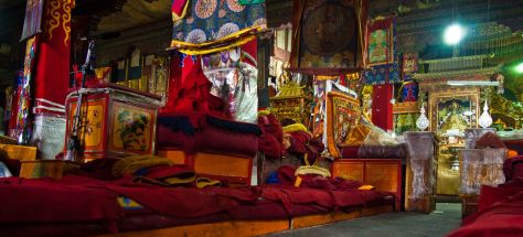 A prayer room at Drepung Monastery, Tibet. Photo by Antoine Taveneaux.